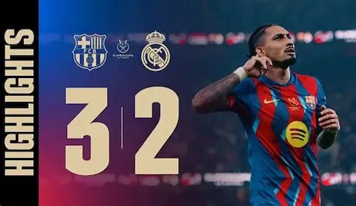 ผลบอลล่าสุด บาร์เซโลน่า vs เรอัล มาดริด ซูเปอร์คัพสเปน #ผลบอลล่าสุด