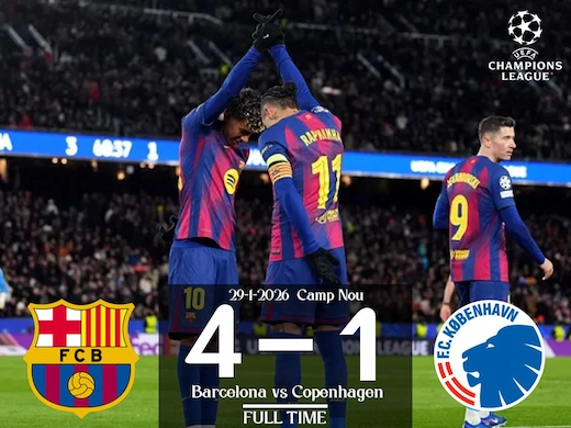 ຜົນບອນລ່າສຸດ ບາເຊໂລນາ vs ເອັຟຊີ ໂຄເປນເຮເກັນ #ຜົນບອນລ່າສຸດ