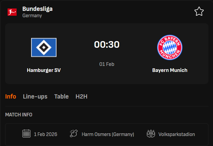 ฮัมบูร์ก vs บาเยิร์น มิวนิค ศึกบุนเดสลีกาคืนนี้ #ดูบอลสด