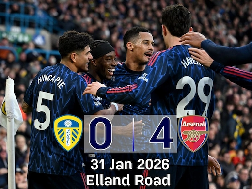 ผลบอลสดล่าสุด ลีดส์ ยูไนเต็ด vs อาร์เซน่อล #ผลบอลล่าสุด