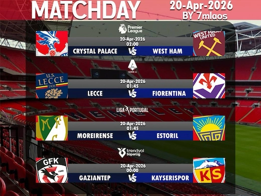 ທີເດັດບານເຕະ 20 ເມສາ 2026 ຈັດເຕັມທຸກຄູ່ທຸກສະໜາມ ລຸ້ນກຳໄລຄົມໆ #ຜົນສົດ