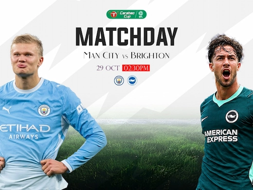 แมนเชสเตอร์ ซิตี้ เปิดรัง รับ ไบรท์ตัน ลุ้น คืนฟอร์ม บอลถ้วย